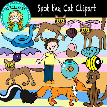 Preview of Spot the Cat! Clipart (Color and B&W){MissClipArt}