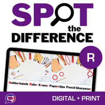 Preview of Spot the Difference Articulation No Prep Digital Game for R Visual Perceptual