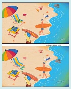 Spot the Difference Summer Beach Theme Visual Perceptual Skills ...