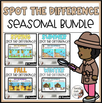 Preview of Spot the Difference Seasonal Growing Bundle | Picture Puzzle | Visual Perception