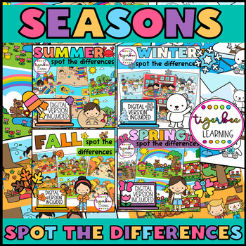 Preview of Spot the Difference Visual Perception Puzzles Seasons Bundle