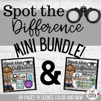 Preview of Spot the Difference Visual Perception Worksheet Mini Bundle
