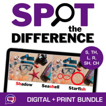 Preview of Spot the Difference Articulation Game Bundle S TH L L Blends R SH CH No Prep