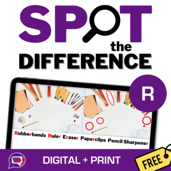 Preview of FREE Spot the Difference Articulation R Digital No Prep Print Visual Perceptual