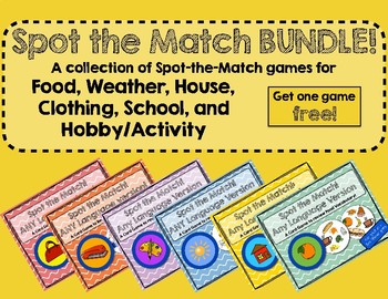 Preview of Spot the Match ANY LANGUAGE Bundle! Spot the Match Games for Vocabulary Review