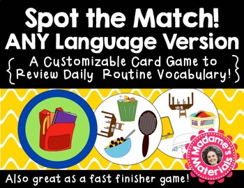 Spot the Match game for Clothing Vocabulary : Works in ANY Language / ESL