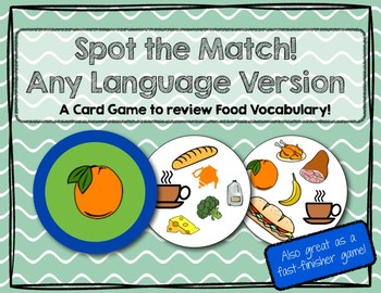 Preview of Spot the Match game for Food Vocabulary : Works in ANY Language / ESL