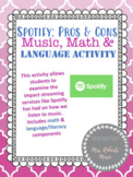 Spotify Pros & Cons - Music / Math / Language Activity - G