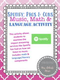 Spotify Pros & Cons - Music / Math / Language Activity - P