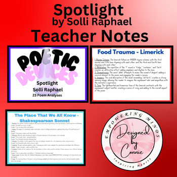 Preview of Spotlight : Poetic Devices teaching Notes