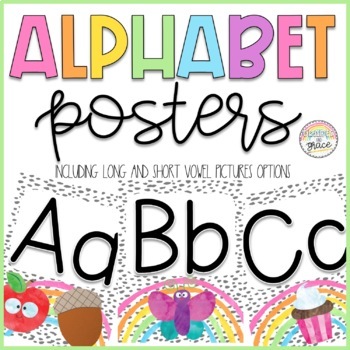 Preview of Spotted Rainbow Alphabet Posters with Pictures