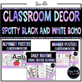 Spotty Boho Black and White Classroom Decor Bundle, Retro 