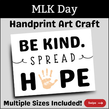 Preview of Spread Hope MLK Day Hand Print Art Craft, Winter Martin Luther King Jr Activity