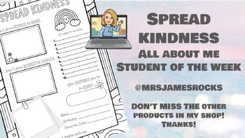 Preview of Spread Kindness All About Me Poster Student of the Week