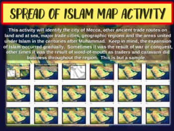 Preview of Spread of Islam Map Activity - fun, easy, engaging follow-along 21-slide PPT