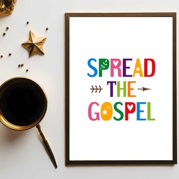Preview of Spread the gospel. Printable bible verse poster for Christian classroom decor