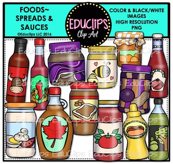 Preview of Spreads & Sauces Clip Art Bundle {Educlips Clipart}