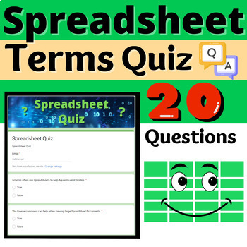 Preview of Spreadsheet Activities Computers Quiz Resource Google Forms Editable