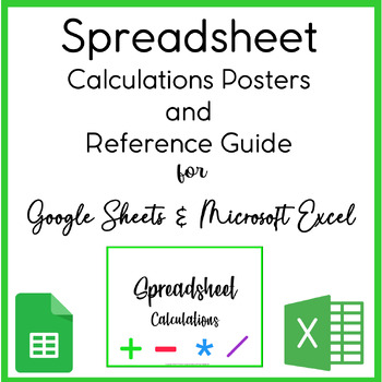 Preview of Spreadsheet Calculations Cheat Sheet Google Sheets Calculations Reference Guide