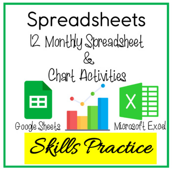 Preview of Spreadsheet & Chart Projects Google Sheets Microsoft Excel 12 Months Themed