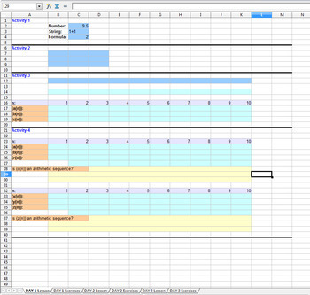 Preview of Spreadsheet Project -- Sequences and Series
