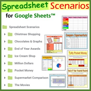 Preview of Spreadsheet Scenarios and Activities Bundle for Google Sheets ™
