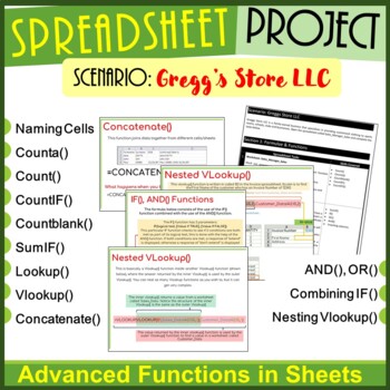 Preview of Spreadsheet Skills Project for Google Sheets ¦ Advanced Spreadsheet Functions