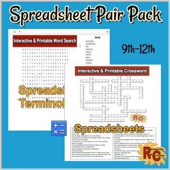 Preview of Spreadsheets Interactive & Printable Puzzle Pair Pack 9th-12th Grade