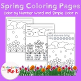 Spring Coloring Pages: 1 Color by Number Word, 2 Coloring Pages