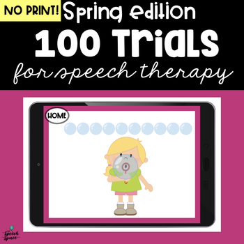 Preview of Spring 100 Trials Freebie - Great for Teletherapy | Distance Learning