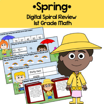 Preview of Spring 1st Grade Subtraction Google Slides | Math Facts Fluency