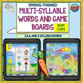 Preview of Spring 2-5 Multi-Syllable Words & Game Boards Boom Cards™