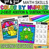 Spring 2-Digit Addition and Subtraction Color by Number