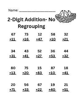 Spring 2 Digit Addition with and without regrouping by Cianda's Corner