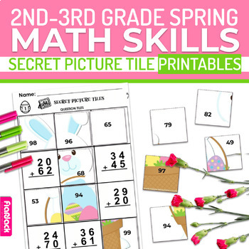 Preview of Spring 2nd-3rd Math Skills Worksheets | Secret Picture Tiles