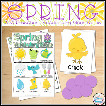 Preview of Spring Vocabulary Bingo Game for Preschool, Pre-K, Daycare, and Speech
