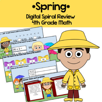 Preview of Spring 4th Grade Multiplication Fractions Google Slides | Math Facts Fluency