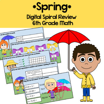 Preview of Spring 6th Grade Decimals Multiplication Google Slides | Math Facts Fluency