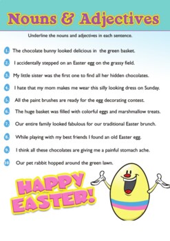 Preview of Spring® Easter® A Search For Spring Nouns And Adjectives Lesson Plan For 2th Gr