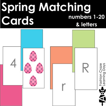 Preview of Spring ABC Matching Cards and 1-20 Matching Cards