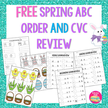 Preview of Spring ABC Order and CVC Review FREEBIE