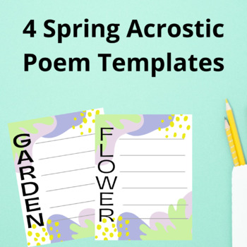 Spring Theme Acrostic Poem templates elementary printable | TPT