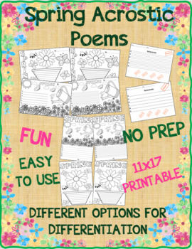 Spring Acrostic Poem by Clare's Classroom - The Learning Zone | TpT