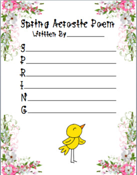 Spring Acrostic Poem By Miss Nickerson's Classroom 