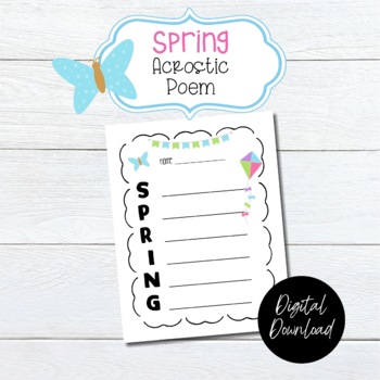 Spring Acrostic Poem, Poetry Writing Pages by misstbaxter | TPT