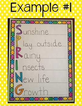 Spring Acrostic Poem Template {FREE!} by TheHappyTeacher | TpT