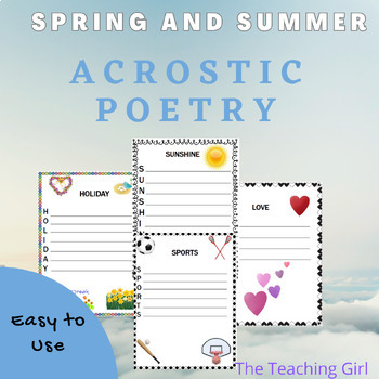 Spring Acrostic Poem Templates | Summer | Poetry| Writing by The ...