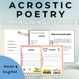 Spring Acrostic Poem Templates | Summer | Poetry| Writing
