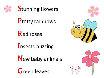 Preview of Spring Acrostic Poem (including template)