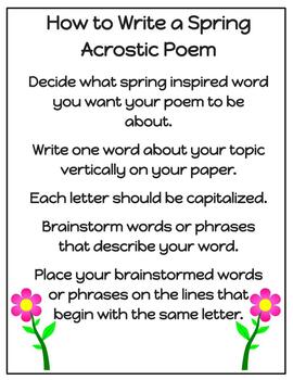 Spring Acrostic Poetry by Middle School Bookworm | TpT